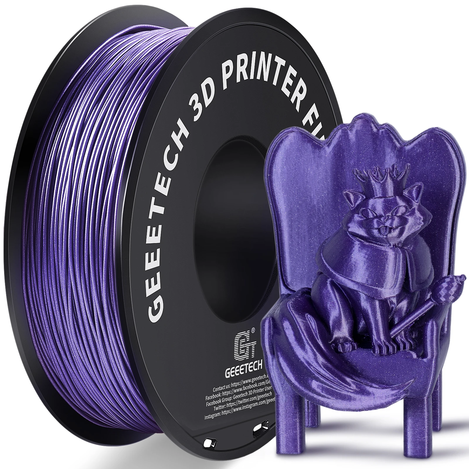 Geeetech Sparkly PLA Filament 1 kg 1,75 mm 3D-Drucker-Kunststoffmaterial, Genauigkeit 0,03 mm, mehrere Farben, passend für die meisten FDM-Drucker Image