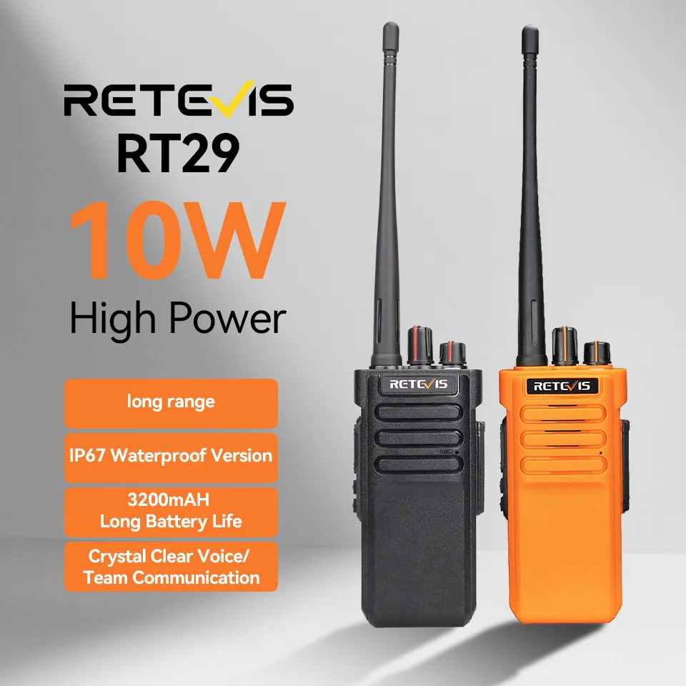 Retevis RT29 Walkie Talkie Long Range Walkie Talkie IP67 Wasserdichtes Kommunikationsradio für Campingbau im Freien Image