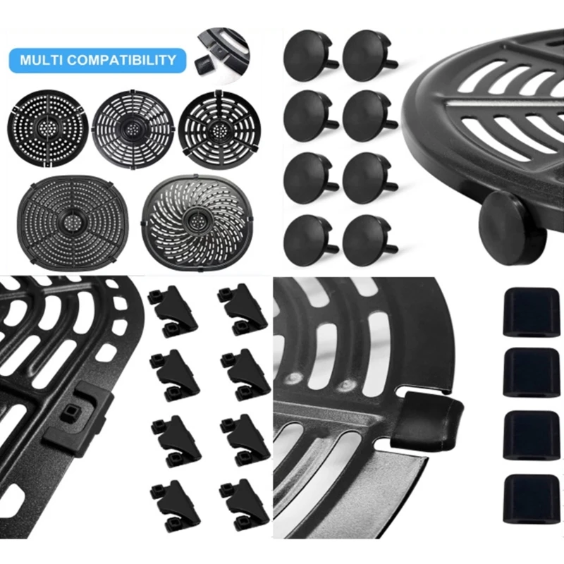 10 Stück Luftfritteusen-Gummifüße, Ersatz-Silikonstücke, kratzfeste Schutzhülle für die Luftfritteusen-Grillpfanne, Platte, Image
