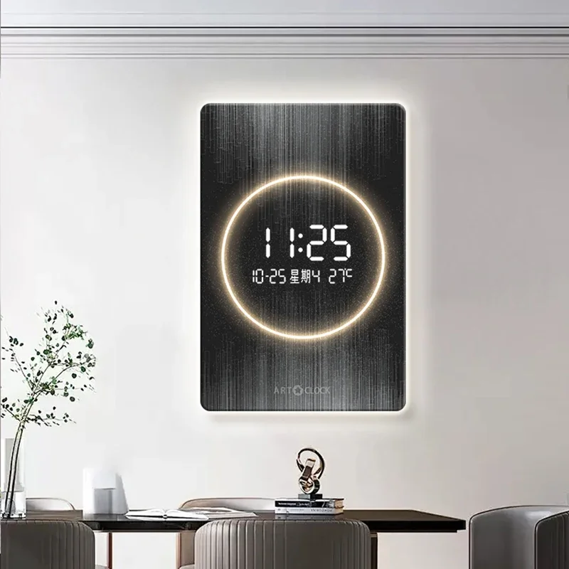 Moderne Große Wanduhr LED Uhr Wohnzimmer Digital Display Uhren Stille Innen Kunst Wand Uhren Luxus Hause Dekoration