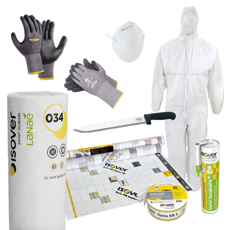 ISOVER Lanaé Dachdämmung Komplett-Set für Dachausbau, 032, 160 mm,60 m² Fläche Image