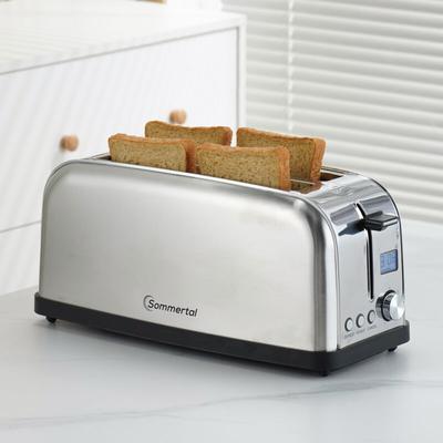 Toaster ST1500 xxl, 4 Scheiben mit Brötchenaufsatz, Display mit Timer und Restlaufanzeige,