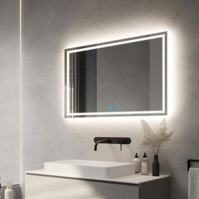 Finmrys - 100x60 cm Beleuchteter Badezimmerspiegel mit led Beleuchtung Beschlagfrei Wandspiegel Image