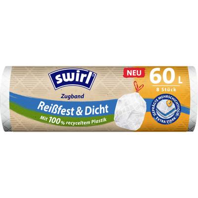 Zugband-Müllbeutel 60 l aus recyceltem Plastik Müllsäcke 8 Stück - Swirl