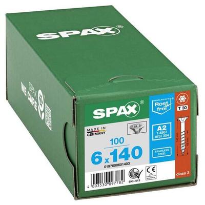 SPAX Universalschrauben T30 Senkkopf Edelstahl A2 6 x 140 mm 100 Stück silber