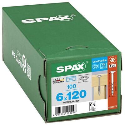 SPAX Holzbauschrauben T30 Tellerkopf Edelstahl A2 6 x 120 mm 100 Stück silber