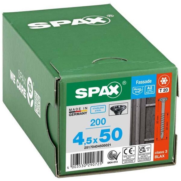 SPAX Fassadenschrauben T20 Linsenkopf BLAX A2 4,5 x 50 mm 200 Stück Image