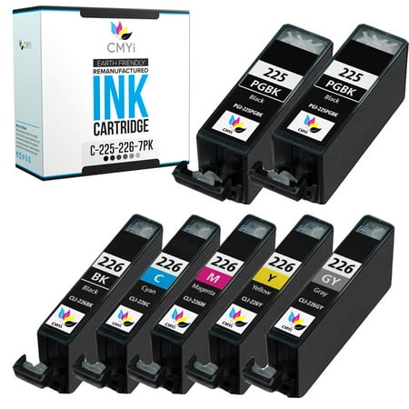 CMYi PGI-225 CLI-226 Combo Pack of 7 Ink Cartridges compatible for Canon PGI-225 and CLI-226 - PIXMA MG6120 MG8120 MG8120B MG8220 (2 Pigment Black 1 Black 1 Cyan 1 Magenta 1 Yellow 1 Gray)