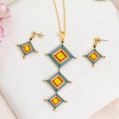 'Handwoven 18k Gold-Plated Geometric Jewelry Set from Mexico'