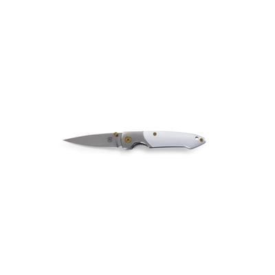 Brighten Blades Gold Not So Heavy Metal Knife w/Case 2.5in 8Cr13MoV Stainless Steel Drop Point Gray BB-128