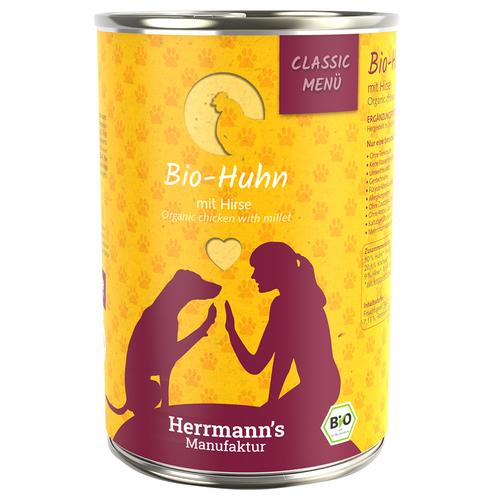 6x400g Bio-Huhn mit Bio-Hirse Herrmann's Menü Classic Hundenassfutter