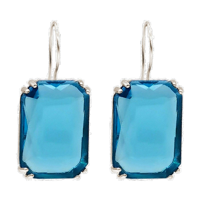 Gemshine Ohrhänger 'BLUE EMERALD' silver coloured Grau Damen Image