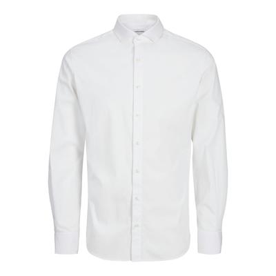 Langarmhemd JACK & JONES "JPRBLAJAXON STRETCH SHIRT L/S NOOS", Herren, Gr. S, N-Gr, weiß, Web, Obermaterial: 97% Baumwolle, 3% Elasthan, unifarben, modisch, slim fit taillenbedeckt, ohne Ausschnitt, Langarm Manschette, Hemden, mit Hemdkragen Image