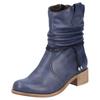 Winterstiefelette RIEKER, Damen, Gr. 39, blau (dunkelblau), Lederimitat, klassisch, Schuhe, Boots, Blockabsatz, slouchy Schaft, mit Innenreißverschluss