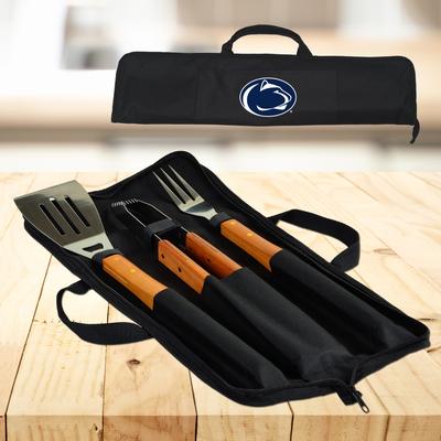NCAA Penn State Nittany Lions 3 Piece BBQ Tool Set with Wood handles and Carry Case