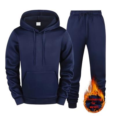 TEMU 1set Men' Color Hooded Sweatshirt And Drawstr...