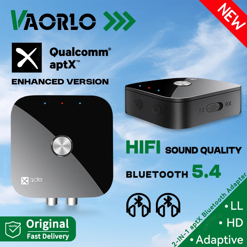 2 in 1 aptX Bluetooth 5.4 Trasmettitore Ricevitore Audio aptX-Adaptive/HD/LL 3.5MM AUX RCA Adattatore Wireless Hifi Stereo con Microfono per Auto TV PC Cuffie Altoparlante (Versione Migliorata)