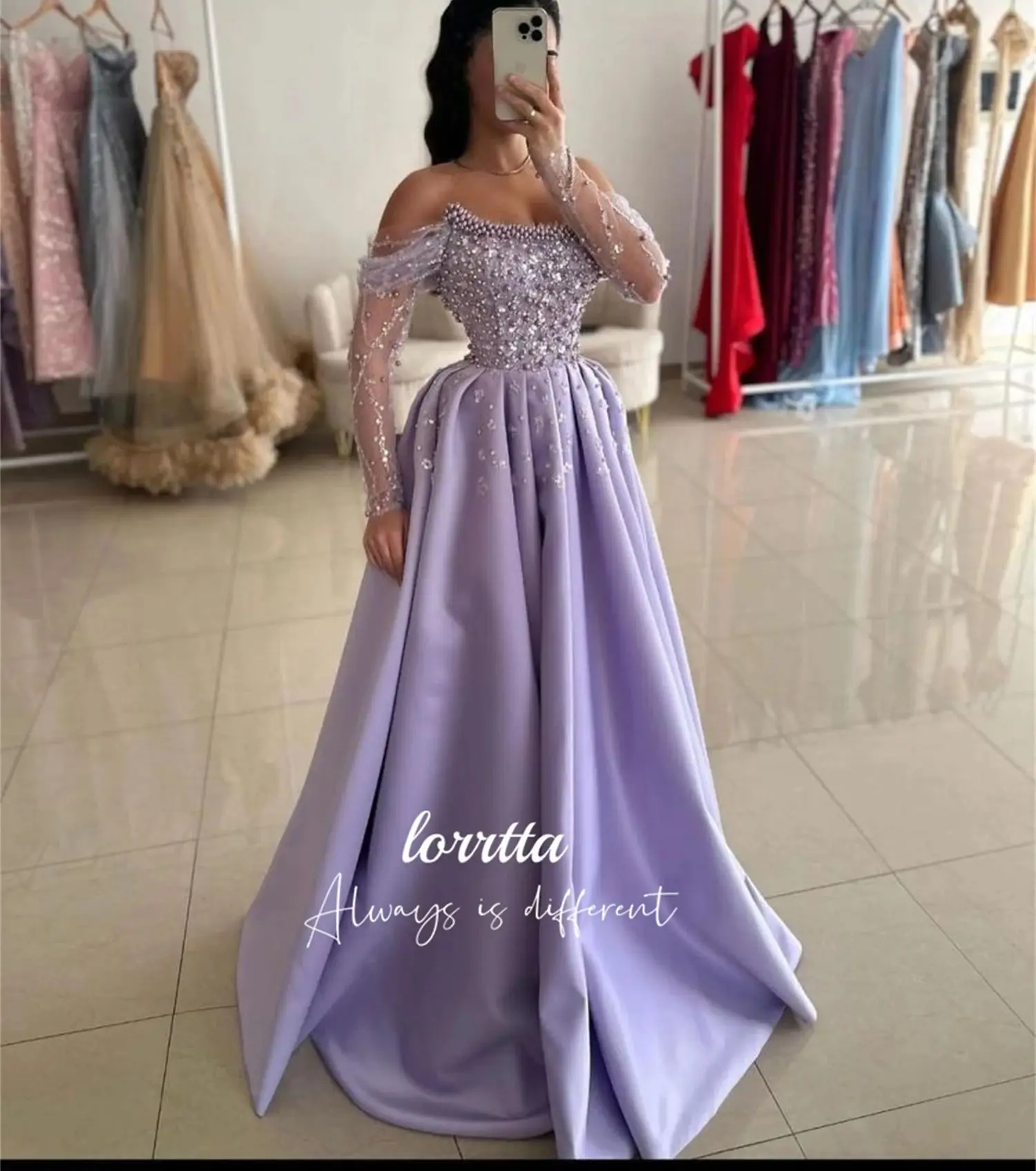 Lorrtta Wedding Party Dress Bead Decoration Luxurious Evening Purple for Special Occasions Ball Gowns Customized فساتين سهرة