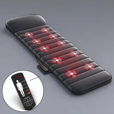Electric Massage Mattress Full Body with Heating Kneading Vibrating Neck Back Relaxation With Hand Control Lumbar Airbag Pillow