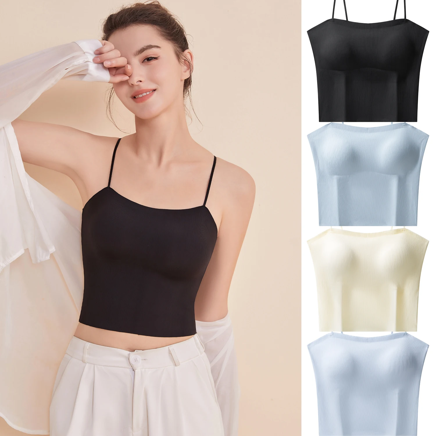 2 in 1 nahtlose atmungsaktive Yoga Weste Brust polster Push-up Sport-BH hohe Unterstützung Rücken haut freundliche nackte Fitness-Fitness-Unterwäsche Image