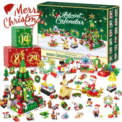 Neue 24Years Weihnachten baustein spielzeug blind box set Weihnachten Advent Kalender Ziegel DIY Pädagogisches Spielzeug Kit Geschenk Für Kinder Erwachsene