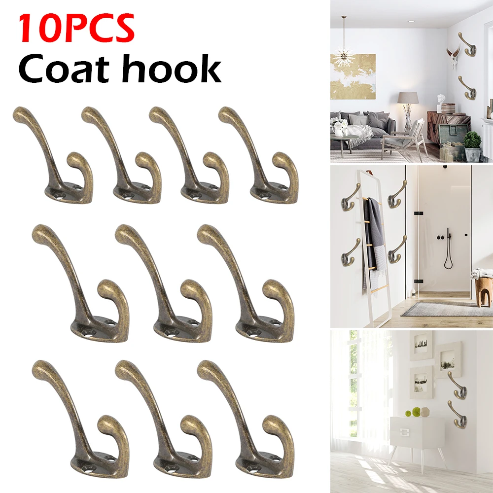 10/20 Stück Kleiderhaken Wandmontage Heavy Duty Dual Garderobe Bronze Vintage Kleiderbügel mit Schrauben für Tür Kleiderhaken Badezimmer