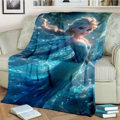 2025 New Elsa Anna Cartoon Girl Frozen Snow Queen Disney Soft Flannel Blanket,Throw Blanket for Beds Sofa Home Bedroom Kids