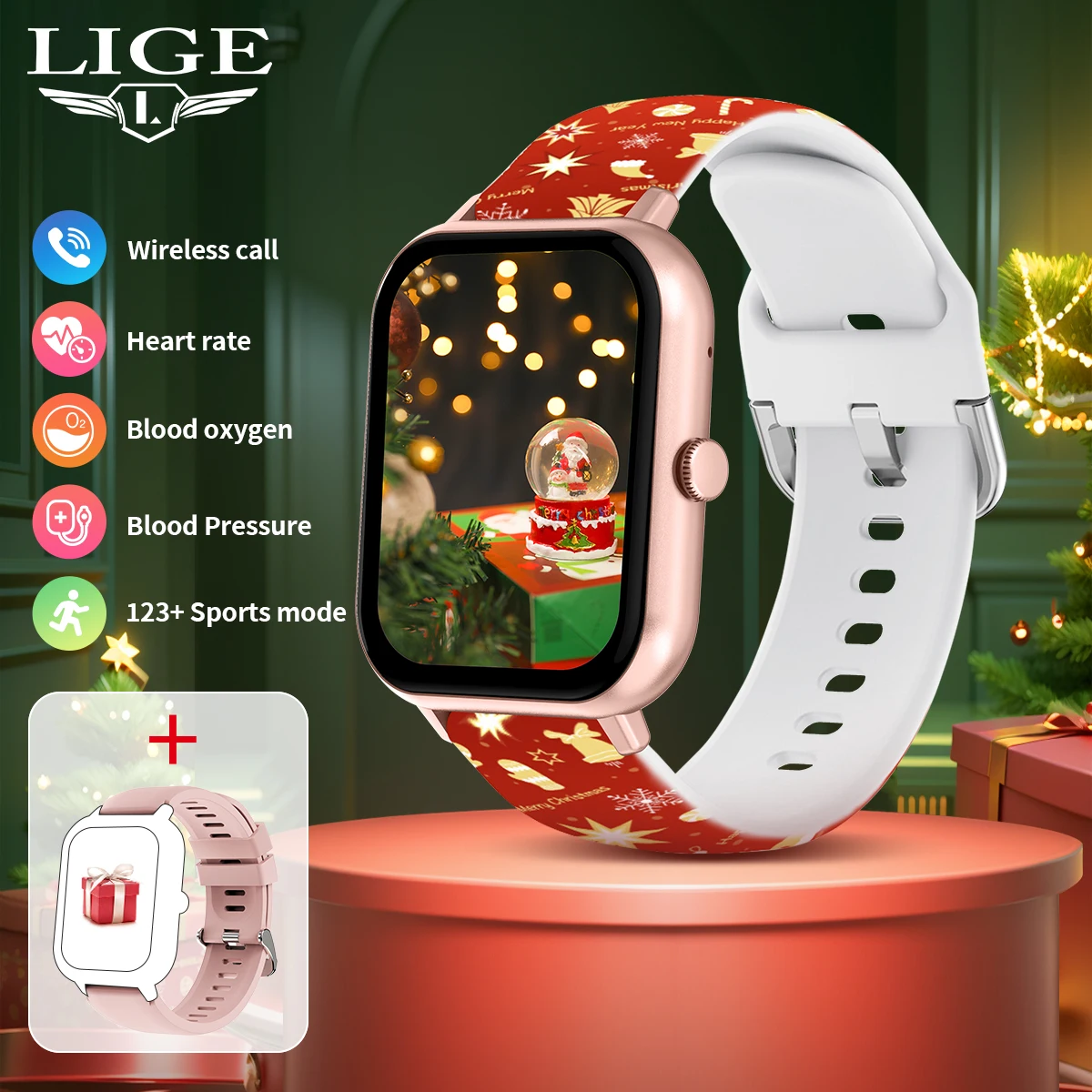 LIGE Smartwatch für Damen, Smartwatch 2024, Bluetooth, Anrufannahme, Sprachassistent, IP67, wasserdicht, Herren-Smartwatch als Weihnachtsgeschenk Image