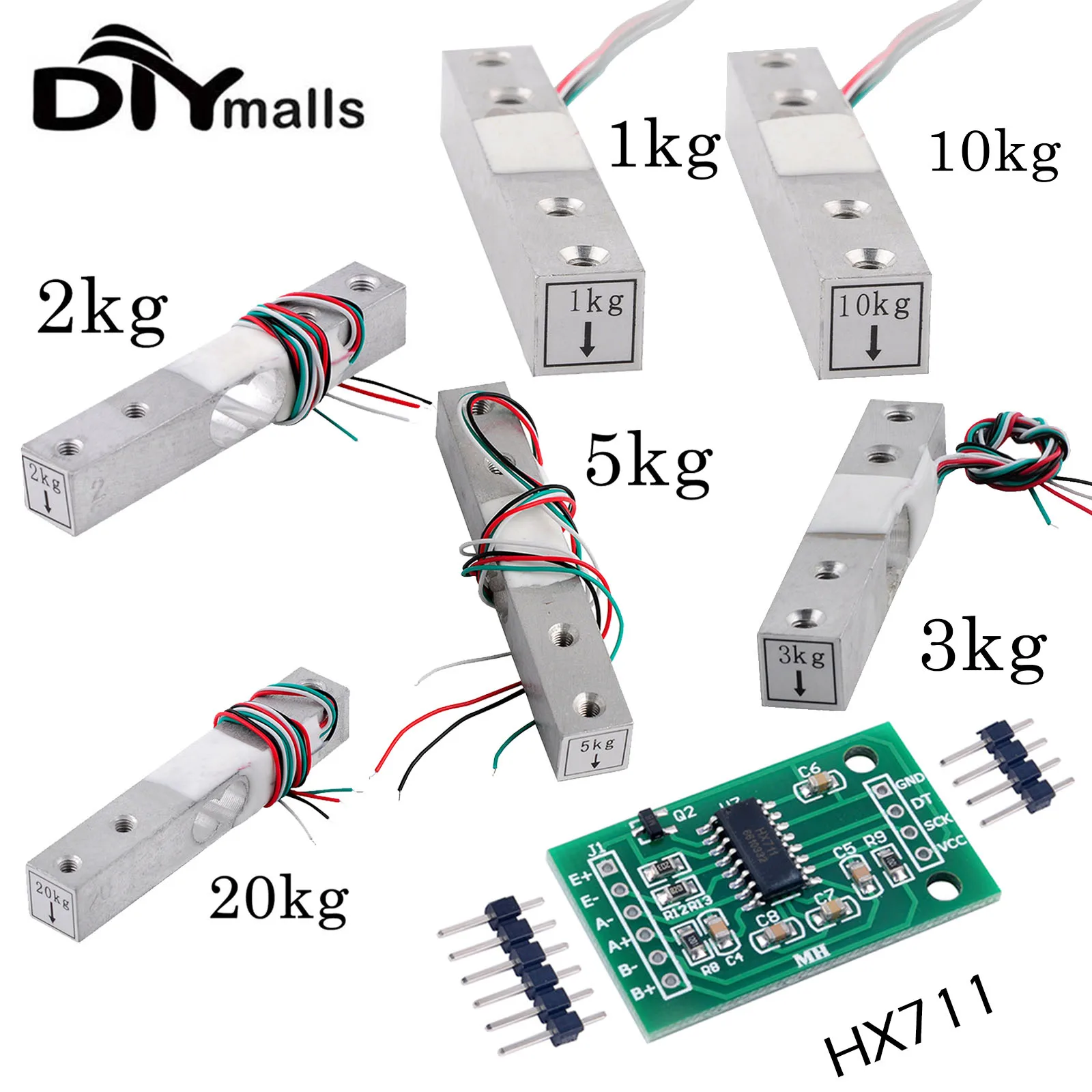 Wägezelle 1KG 2KG 3KG 5KG 10KG 20KG HX711 AD Gewichtssensormodul Aluminiumlegierung Wägedrucksensor Elektronische Waage Image