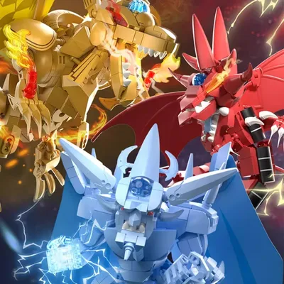 Klemmbausteine Yu gi oh animation bausteine drei fantasy götter der geflügelte drache von ra montage Image