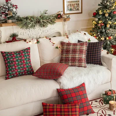 [Du bist mein Geheimnis] Weihnachtsdekorationen Kissenbezüge Sofa Quadratisch Überwurf Schneeflocke Image