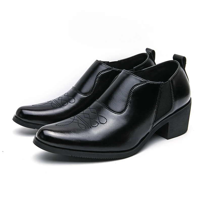 Männer Erhöhte Schuhe 6 cm High Heels Hohe Qualität Leder Schuhe Business Party Kleid Hochzeit Schuhe Plus Größe Slip-on Casual Schuhe