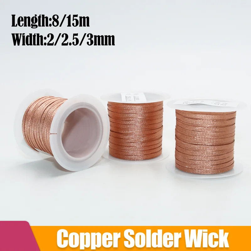 8/15M Länge Entlöten Geflecht Mesh Band Kupfer Draht Schweißen Punkt Solder Docht Löten Entfernen von PCB leiterplatte Reparatur Werkzeug Image