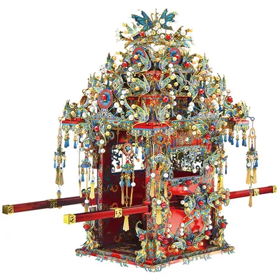 Piececool 3D-Metallpuzzles Eisvogel Brautlimousine im chinesischen Stil Modellbausätze Puzzle DIY Image