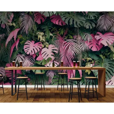 Nach Selbst-adhesive wallpaper Regenwald Anlage Banana Leaf Wandbild Wohnkultur Wohnzimmer Schlafzimmer Hintergrund 3d tapete Image