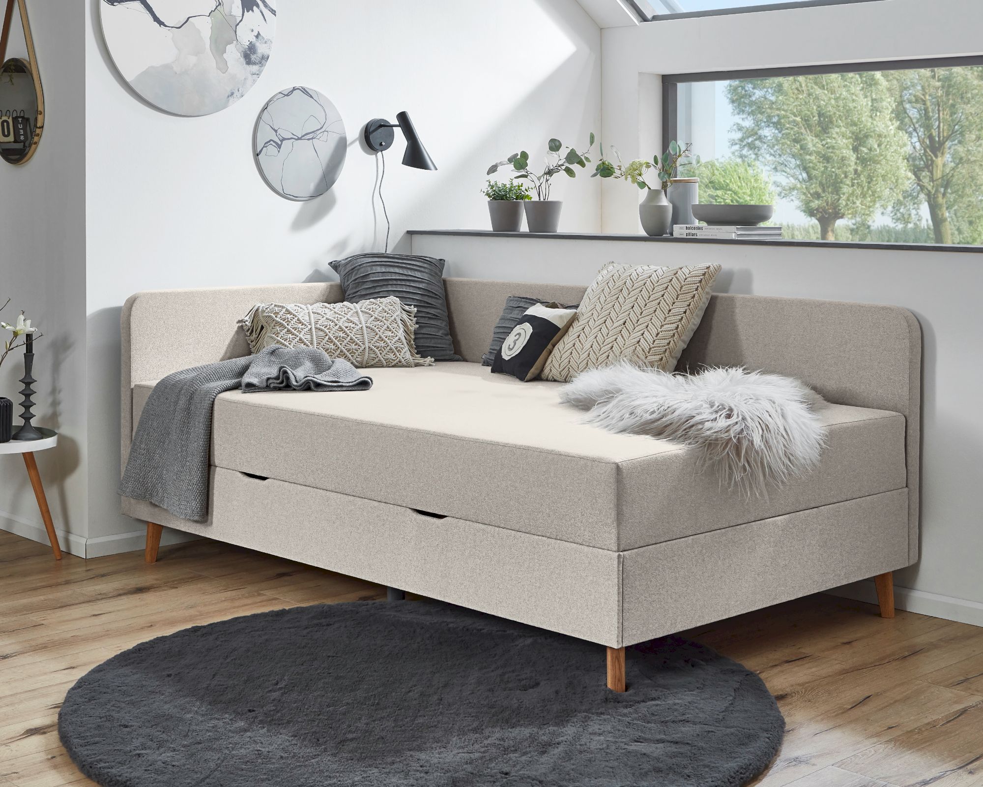meise.möbel »Cabana« Polsterbett inkl. Bettkasten 90x200 cm / Stoffbezug Faro grau