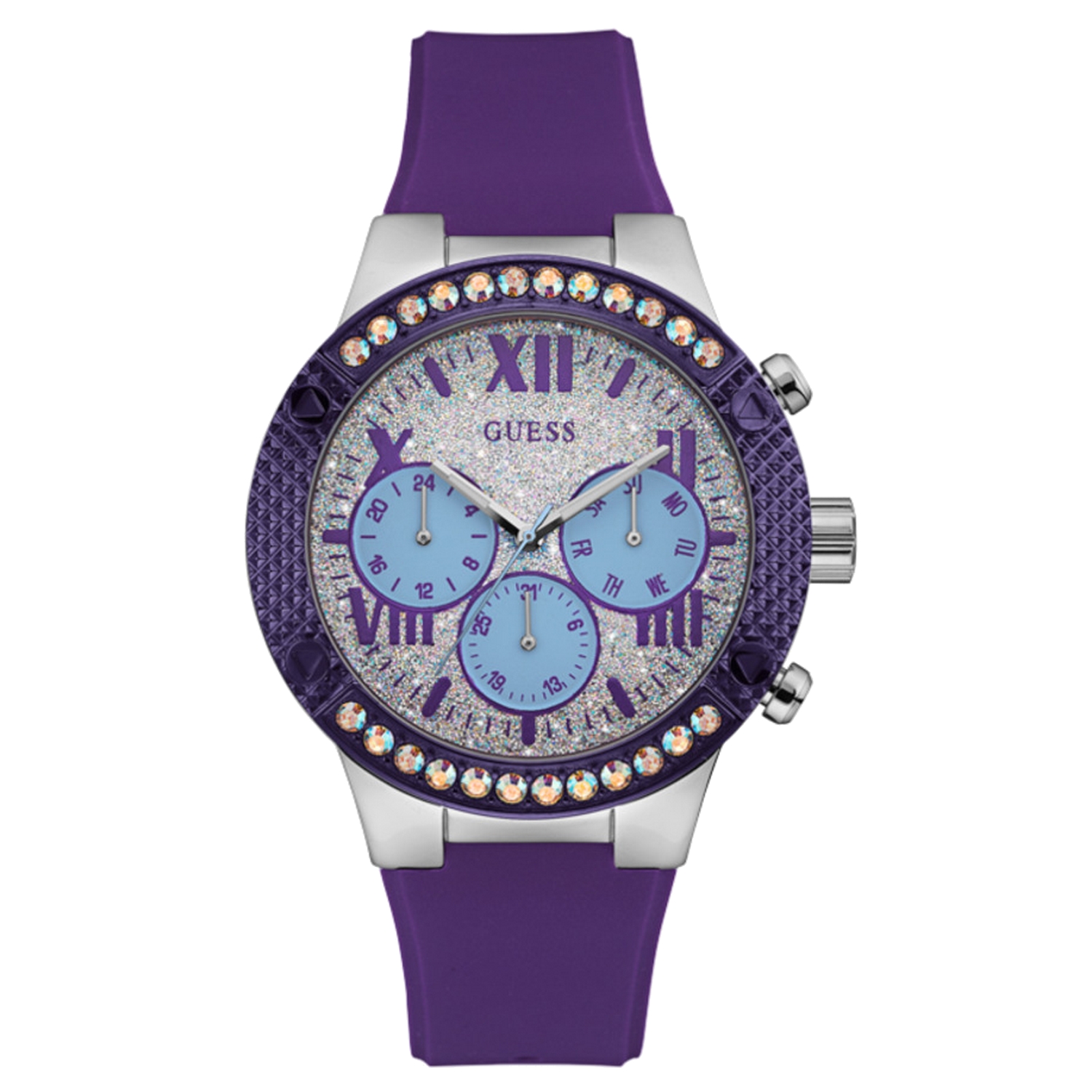 Guess Damenuhr Quartz Silber Lila Image