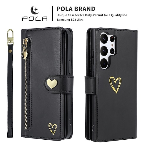 Handy Hülle Handyhüllen Für S25 S24 S24 FE S23 S22 S21 Ultra Plus A55 5G A35 5G A25 A15 Rückseite Brieftaschenhülle Mit Ständer Reisverschluss Mit Handgelenkschlaufe Retro TPU PU-Leder Image