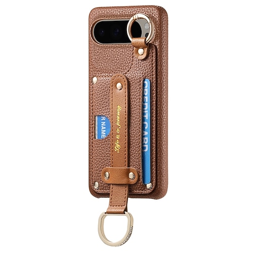 Handy Hülle Handyhüllen Für Pixel 9 Pro XL Pixel 8 Pro Pixel 8 Pixel 9 Pixel 7 Pixel 7 Pro Pixel 6 Pixel 6 Pro Rückseite mit Halterung mit Handschlaufe Kartenschlitz Retro TPU PU-Leder Image