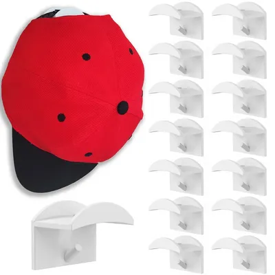 16/160Pcs Self-Adhesive Hat Rack Baseball Cap Display Holder With Hooks No Drilling Wall-mounted