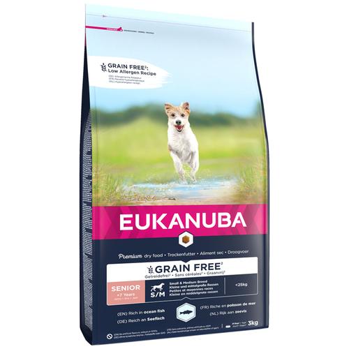 3kg Eukanuba Senior Small & Medium Breed Grain Free Seefisch Hundefutter trocken