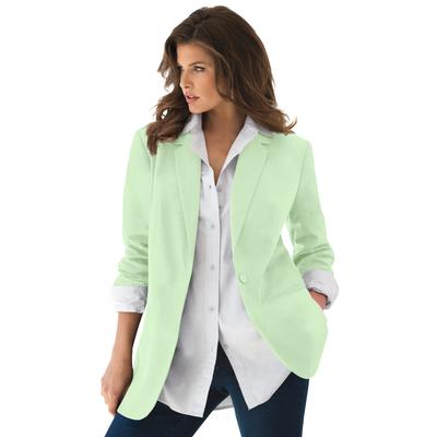 Plus Size Women's Boyfriend Blazer by Roaman's in Green Mint (Size 12 W) Professional Jacket