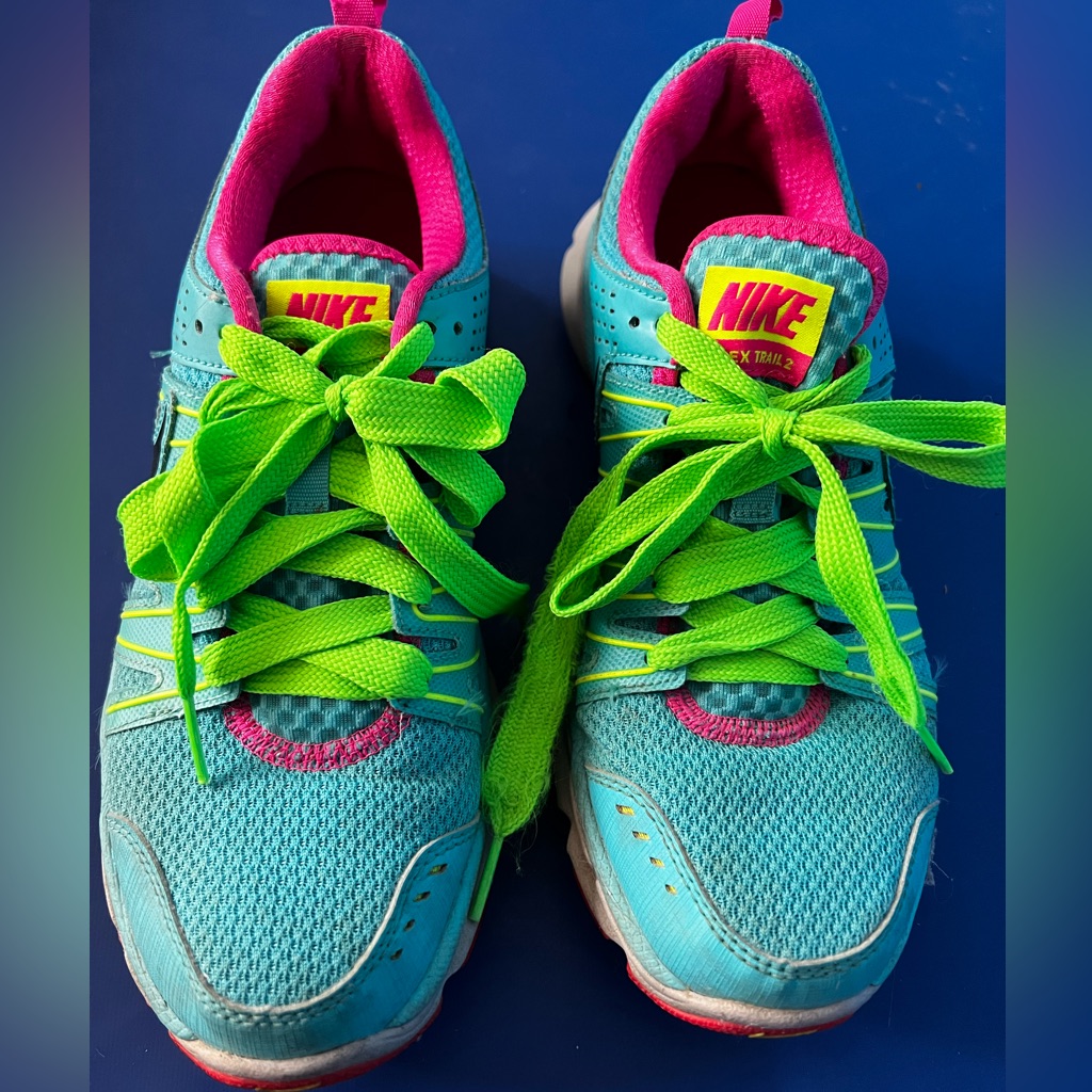 Nike Shoes | Women’s Nike Flex Trail 2 Running Shoes Aqua/Pink Size 8 #Nikerunningshoes#Nike | Color: Blue/Pink | Size: 8