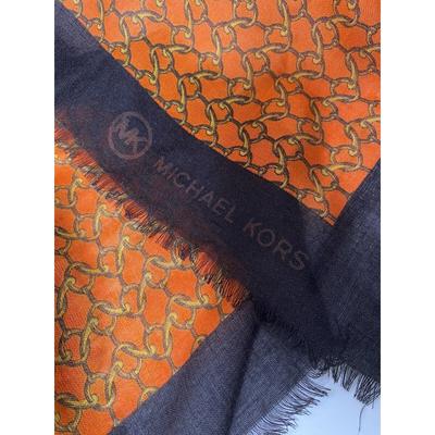 Michael Kors Accessories | Vtg Michael Kors Scarf Shawl Wrap Pashmina Orange Brown Gold Chain Link Pattern | Color: Brown/Orange | Size: Os