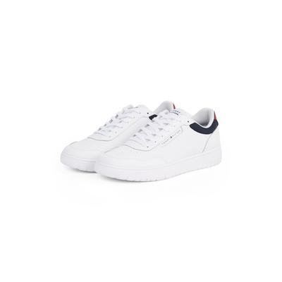 Plateausneaker TOMMY HILFIGER "TH BASKET CORE LITE LTH", Herren, Gr. 41, bunt (weiß, dunkelblau, rot), Leder, Textil, sp