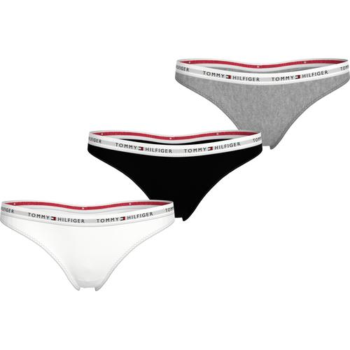 Slip TOMMY HILFIGER UNDERWEAR Gr. S (36), schwarz-weiß (weiß, schwarz, grau) Damen Unterhosen mit Logobund