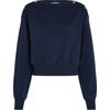 Sweatshirt TOMMY HILFIGER CURVE "CRV GOLD BTN BOAT-NK SWTSHRT", Damen, Gr. 48, blau (schwarz night navy), Sweatware, Obermaterial: 100% Baumwolle, unifarben, casual, regular fit, U-Boot-Ausschnitt, Langarm Bündchen, Sweatshirts, in Großen Größen,...