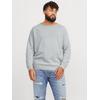 Rundhalspullover "JJEHILL KNIT CREW NECK NOOS PLS", Herren, Gr. 6XL, grau (light grau melange), Strick, Obermaterial: 100% Baumwolle, JACK & JONES PLUSSIZE, meliert, modisch, regular fit taillenbedeckt, Rundhals, Langarm Bündchen, Pullover, mit...