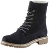 Winterboots TAMARIS, Damen, Gr. 39, blau (navy), Nubukleder, Veloursleder, unifarben, casual, Schuhe, Blockabsatz, Winterstiefelette, Schnürboots mit DUO-TEX-Ausstattung