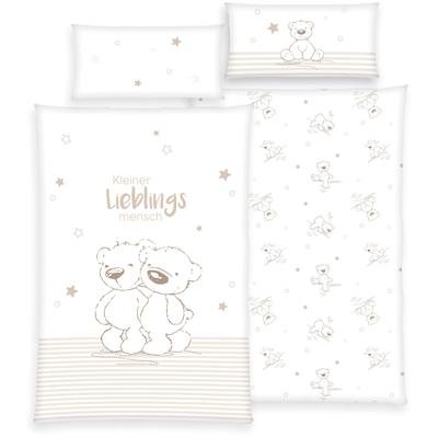 Kinderbettwäsche LÜTTENHÜTT "Kleiner Liebling in Gr. 100x135 und 135x200 cm", beige, B/L: 135cm x 200cm, , Renforcé, B/L: 80cm x 40cm, Renforcu00e9, Obermaterial: 100% Baumwolle, Bettwäsche, aus Baumwolle, mit niedlichem Bärenmotiv & Schriftzug,... Image